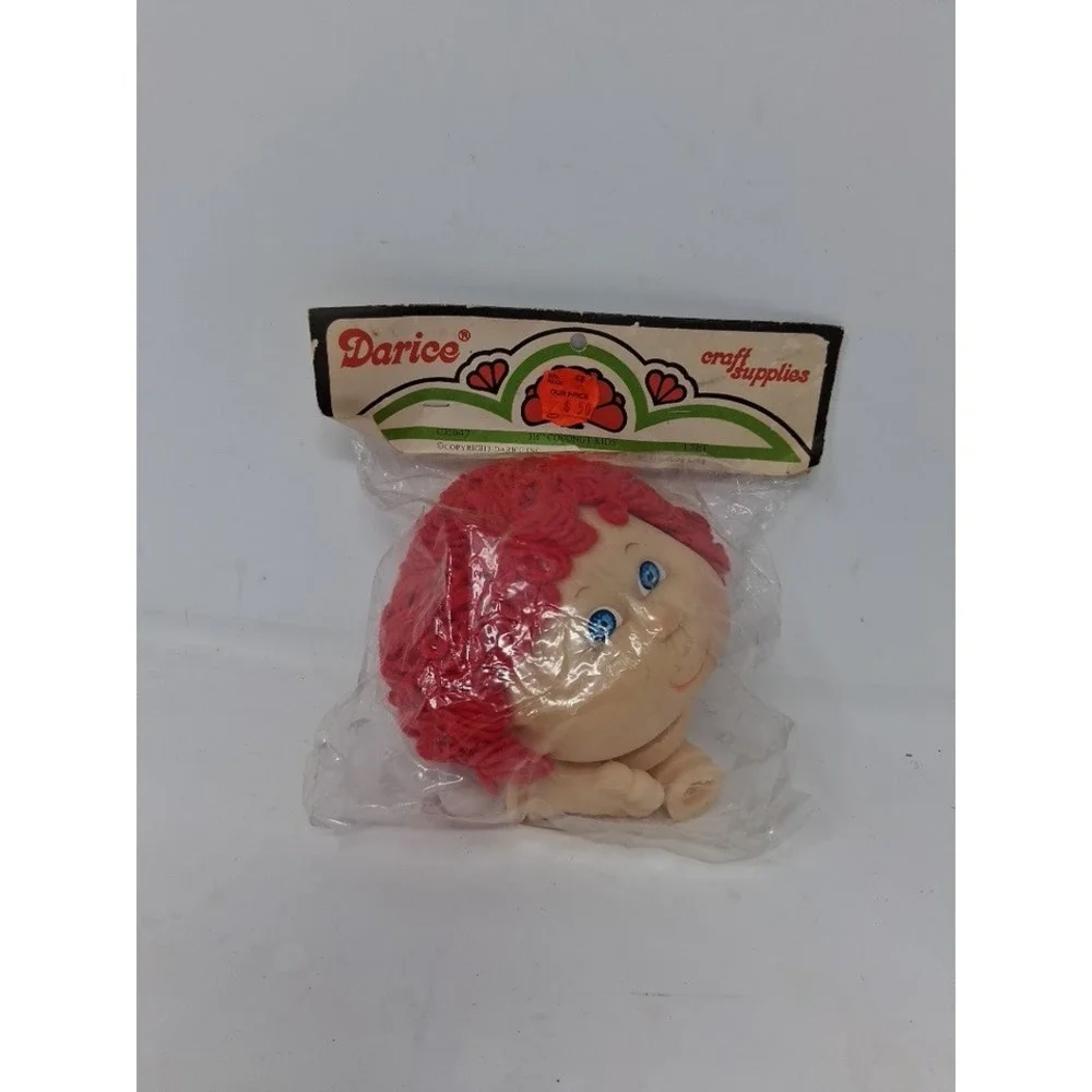 Vintage Darice Coconut Kids Doll Head and Hands Set Red Yarn Hair C35047 NEW. Y